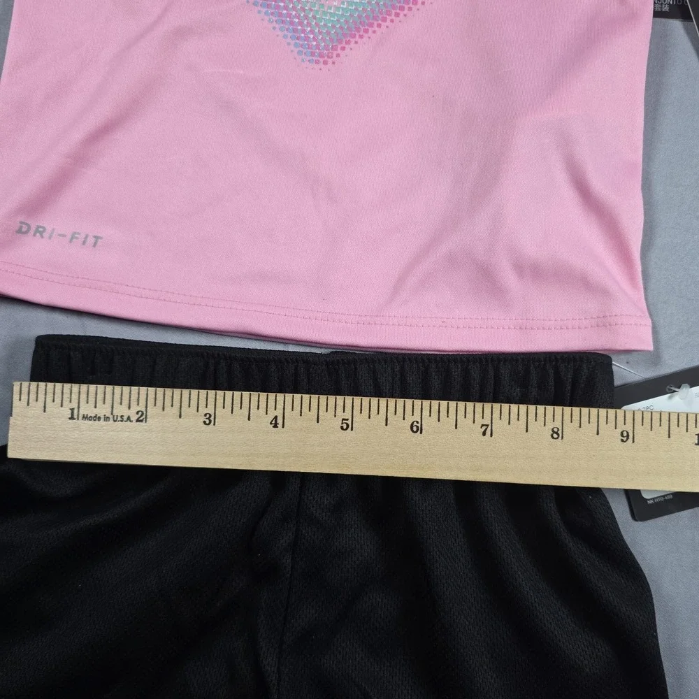 Nike Dri-Fit Little Girl's  2-Piece Graphic Tee & Short Set Pink Black 2T